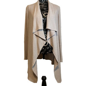 Laju Gray‎ Waffle Knit Long Sleeve Drape Cardigan Size Large